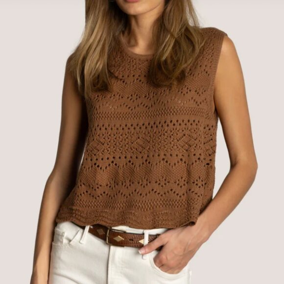 DYLAN CLOTHING - SCALLOP HEM CROCHET SWEATER - GOLDEN BROWN - Picture 1 of 3
